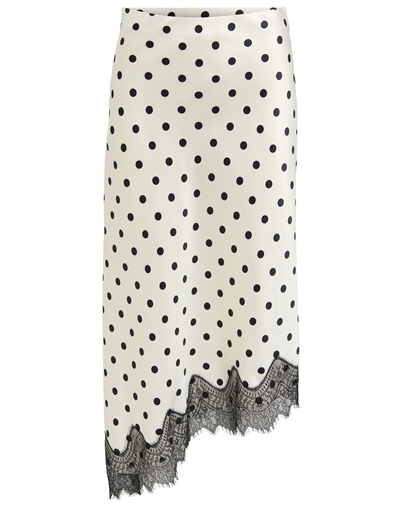 Only - ONLBella Slanted Satin Lace Rock - Cloud Dancer/Black Dot